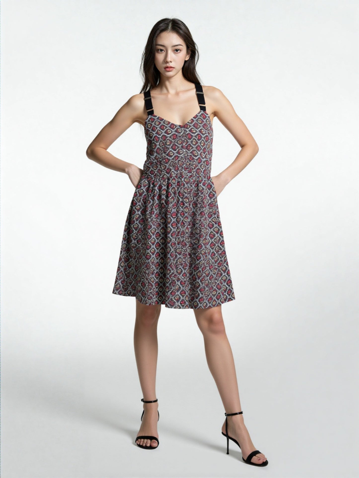 Rachel Roy Women's Sleeveless Printed Racerback A-line Dress XS Multi