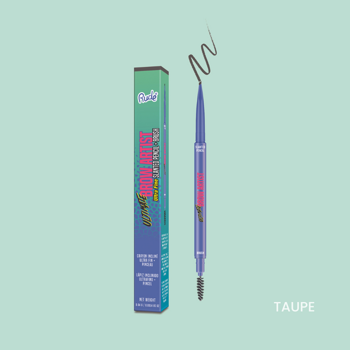 RUDE Ultimate Brow Artist Ultra Fine Slanted Pencil & Brush Taupe