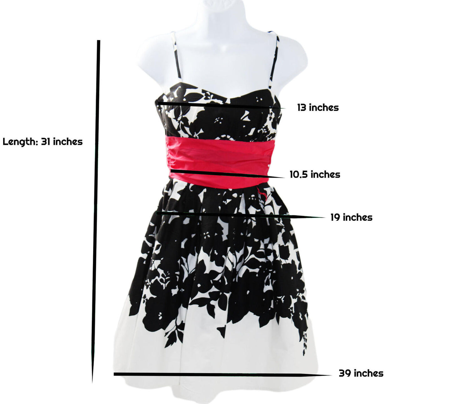 Women Dress B Darlin Juniors Floral Black White Party Dress Size 3/4