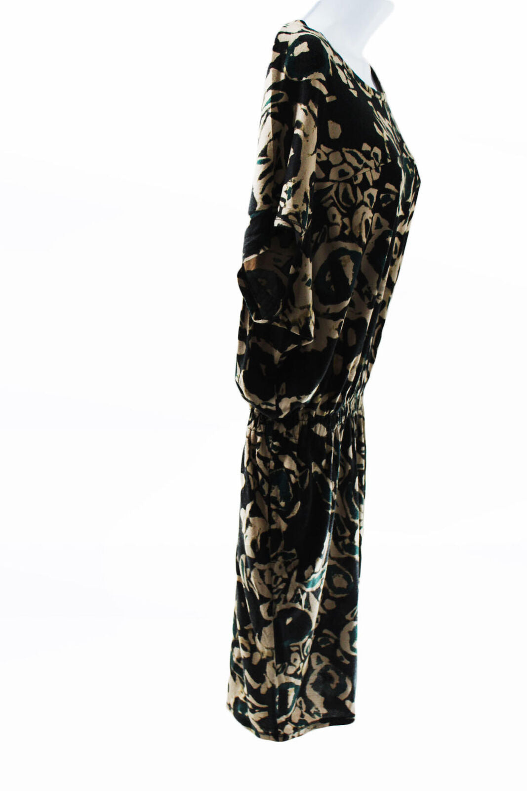 Women's Dress Rachel Roy Short Sleeve Printed Dress Sz M Black/Tan/Green