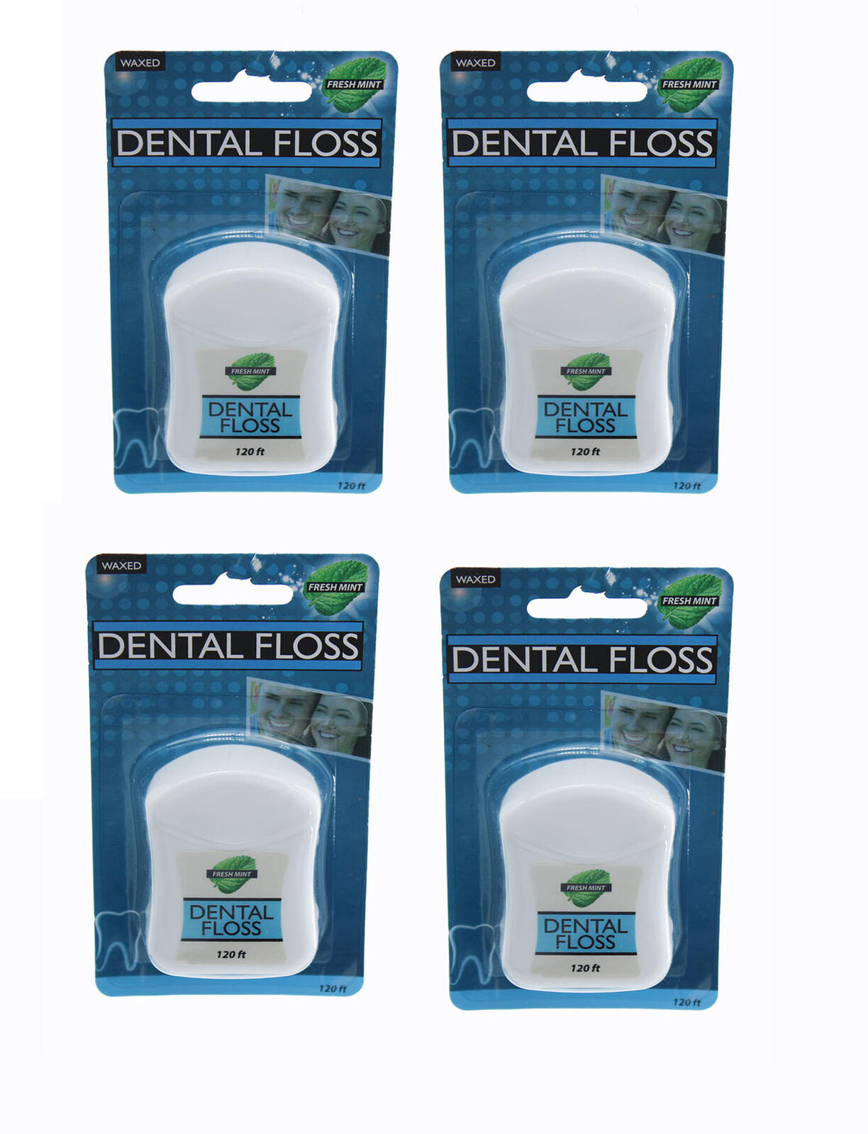Fresh Mint Waxed Dental Floss 120 Feet 4 pack