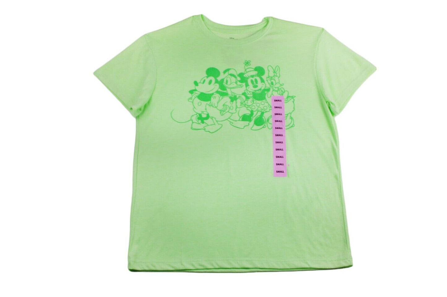 Women T-Shirt Disney Mickey and Friends Short Sleeve T-Shirt Lime Green Small