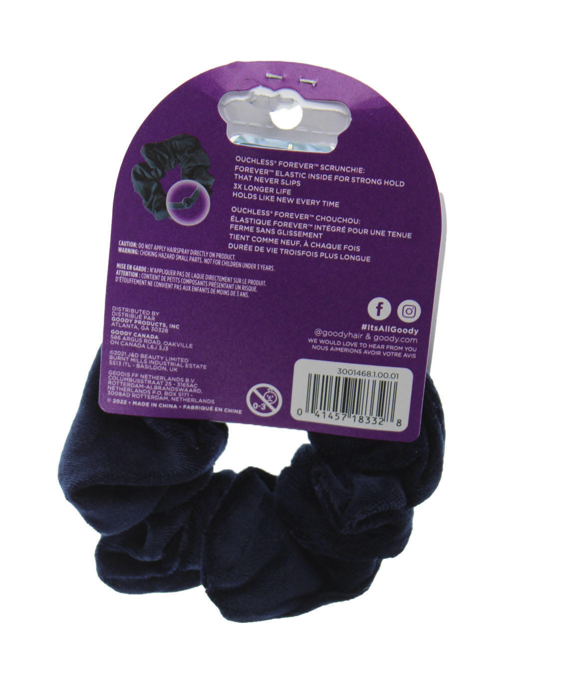Hair Scrunchie Goody Forever Scrunchie & Claw Clip Bundle Navy 4 Pack