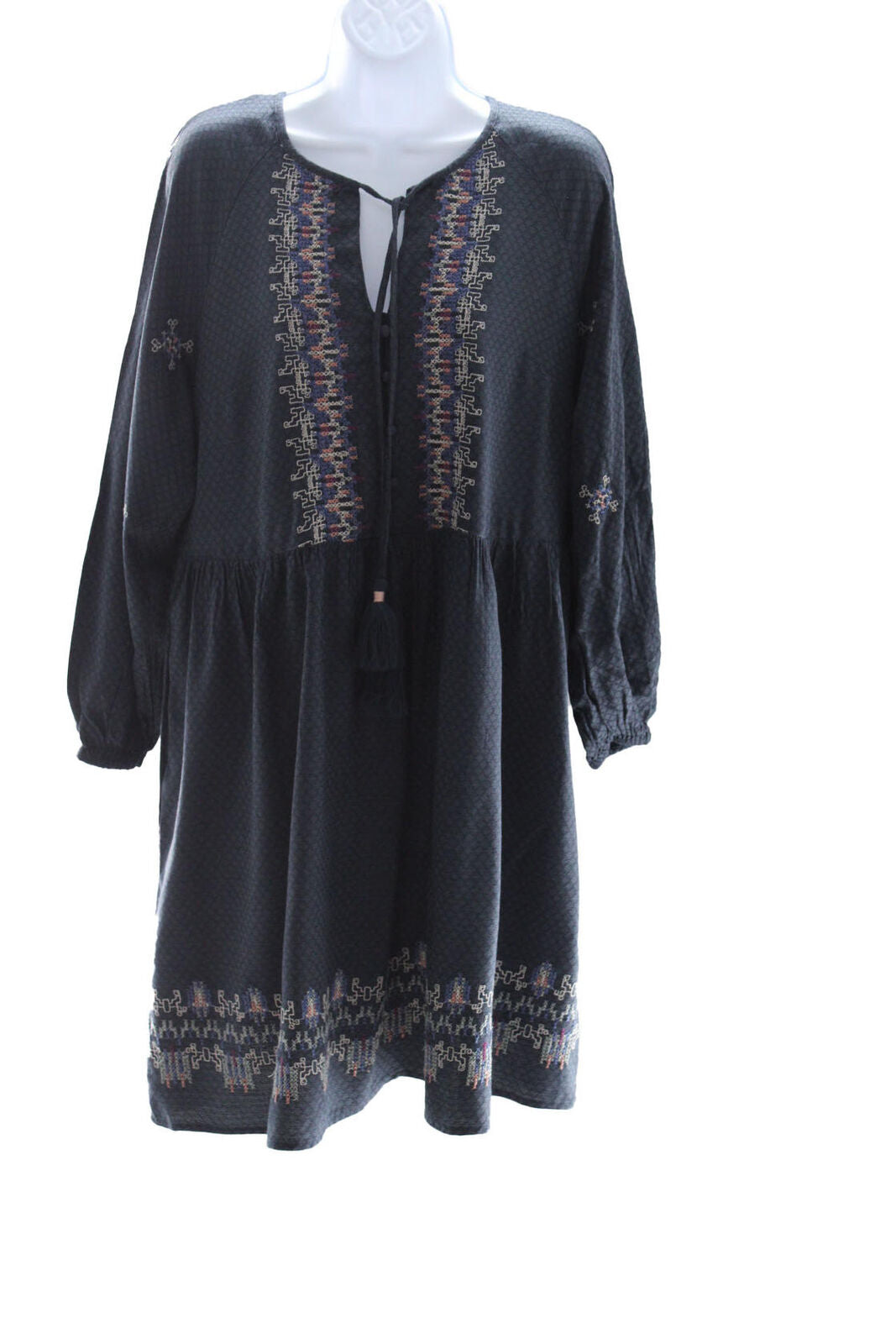Women Dress Knox Rose Women's Balloon Long Sleeve Embroidered Dress Size Medium Blue