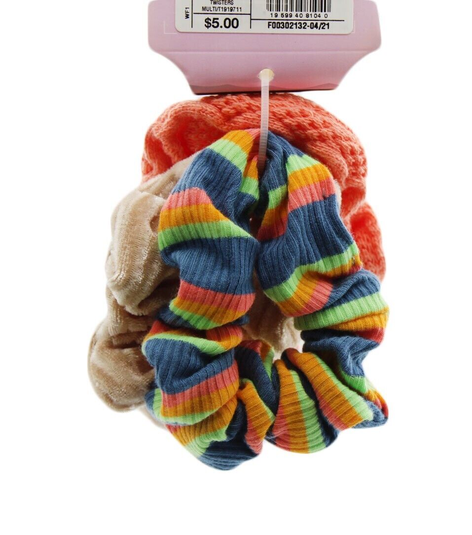 Hair Ties Wild Fable Stripe Print and Velvet and Knit Hair Twister Set 3pc