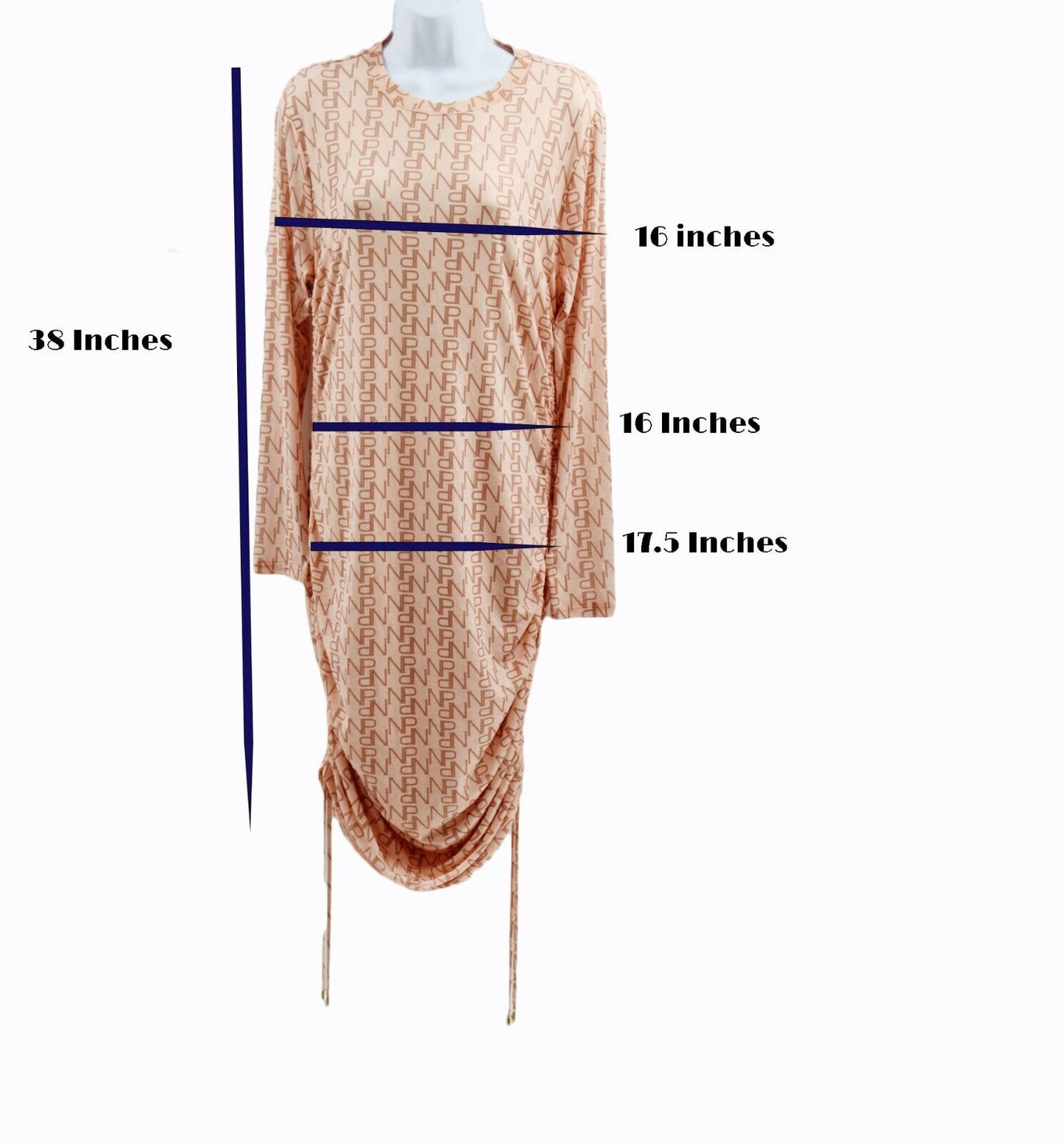 Nina Parker Trendy Plus Size Printed Side-Ruched Dress Size 1X Tan
