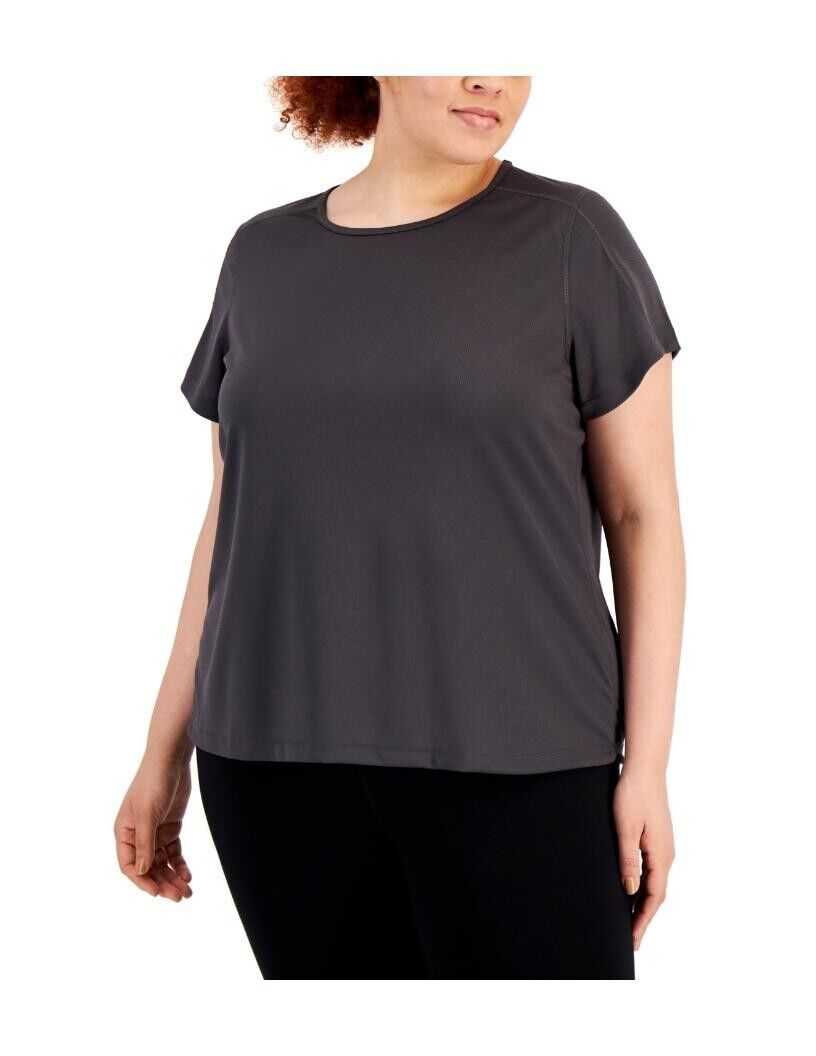 Women T-Shirt ID Ideology Women Birdseye Mesh T Shirt Gray Size 3X