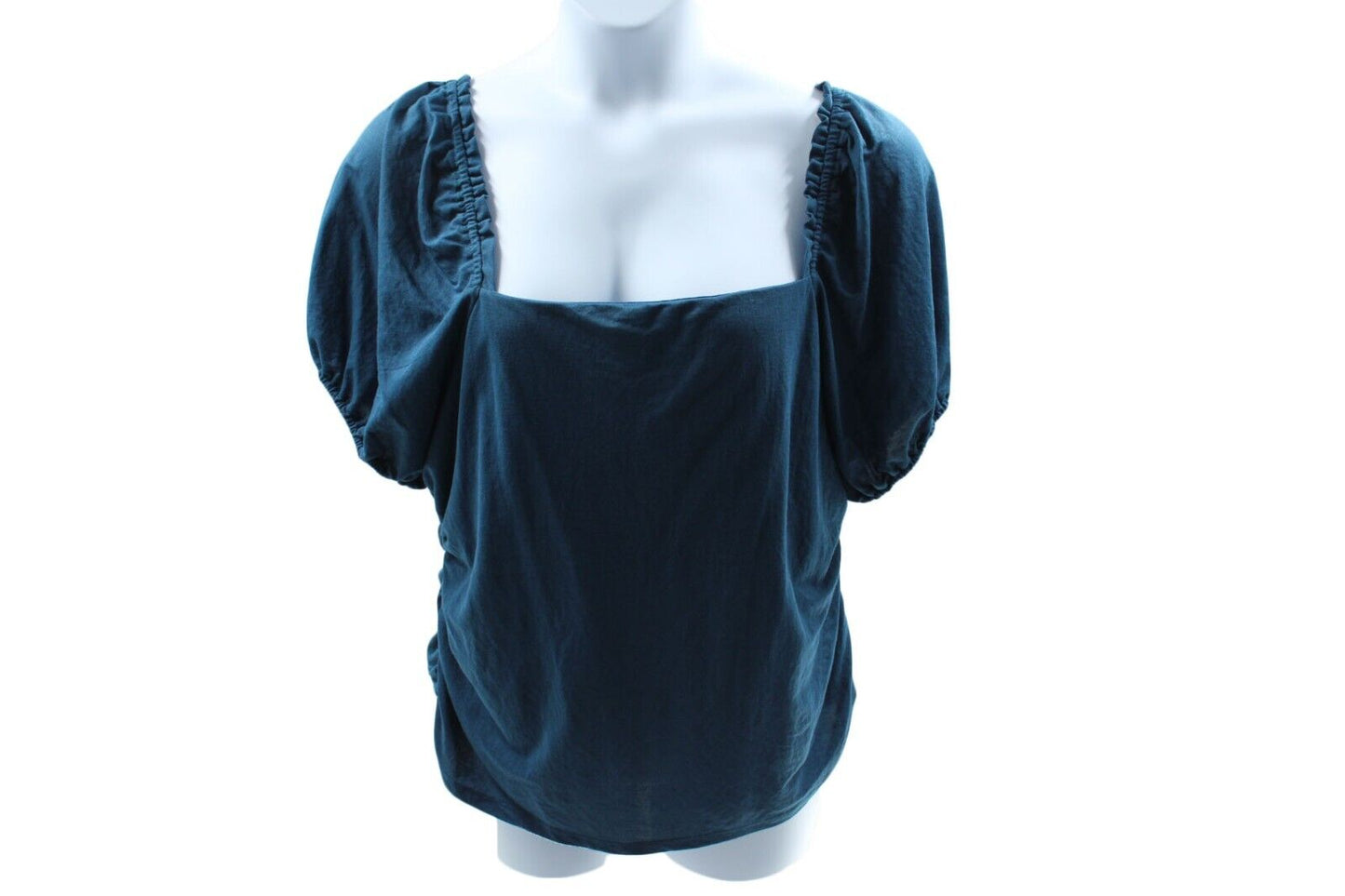 Women Top And Now This Plus Size Puff Sleeve Ruched Sides Top Size 2X Blue