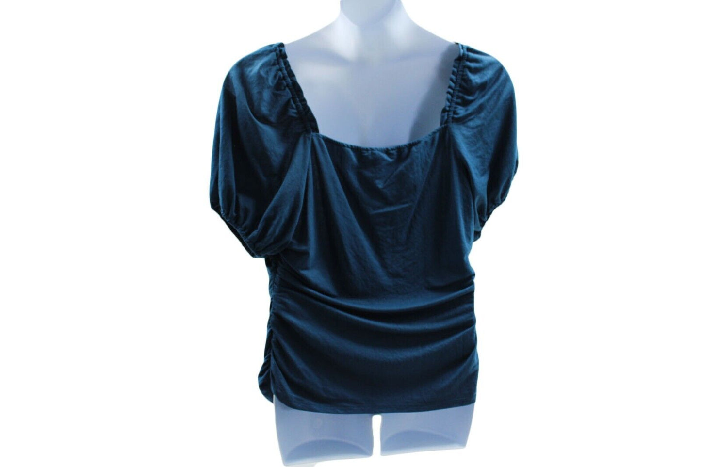 Women Top And Now This Plus Size Puff Sleeve Ruched Sides Top Size 2X Blue