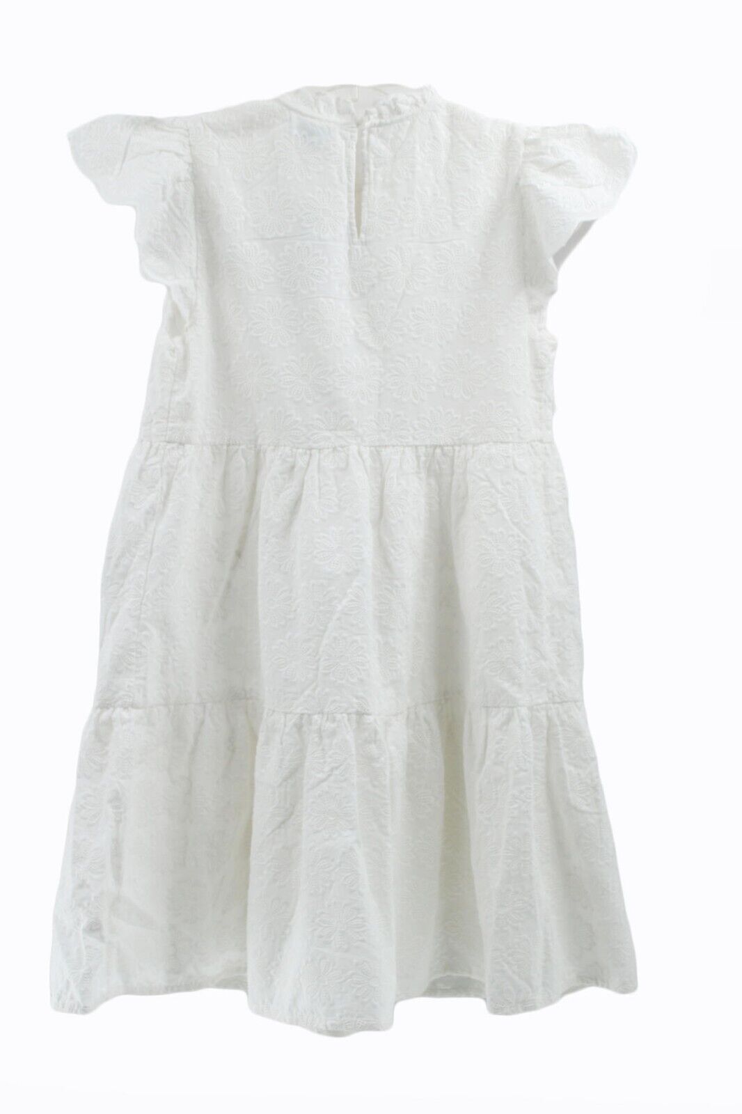 Crown & Ivy Women Cotton Short Sleeve Tiered Dress Sz Petite Small White