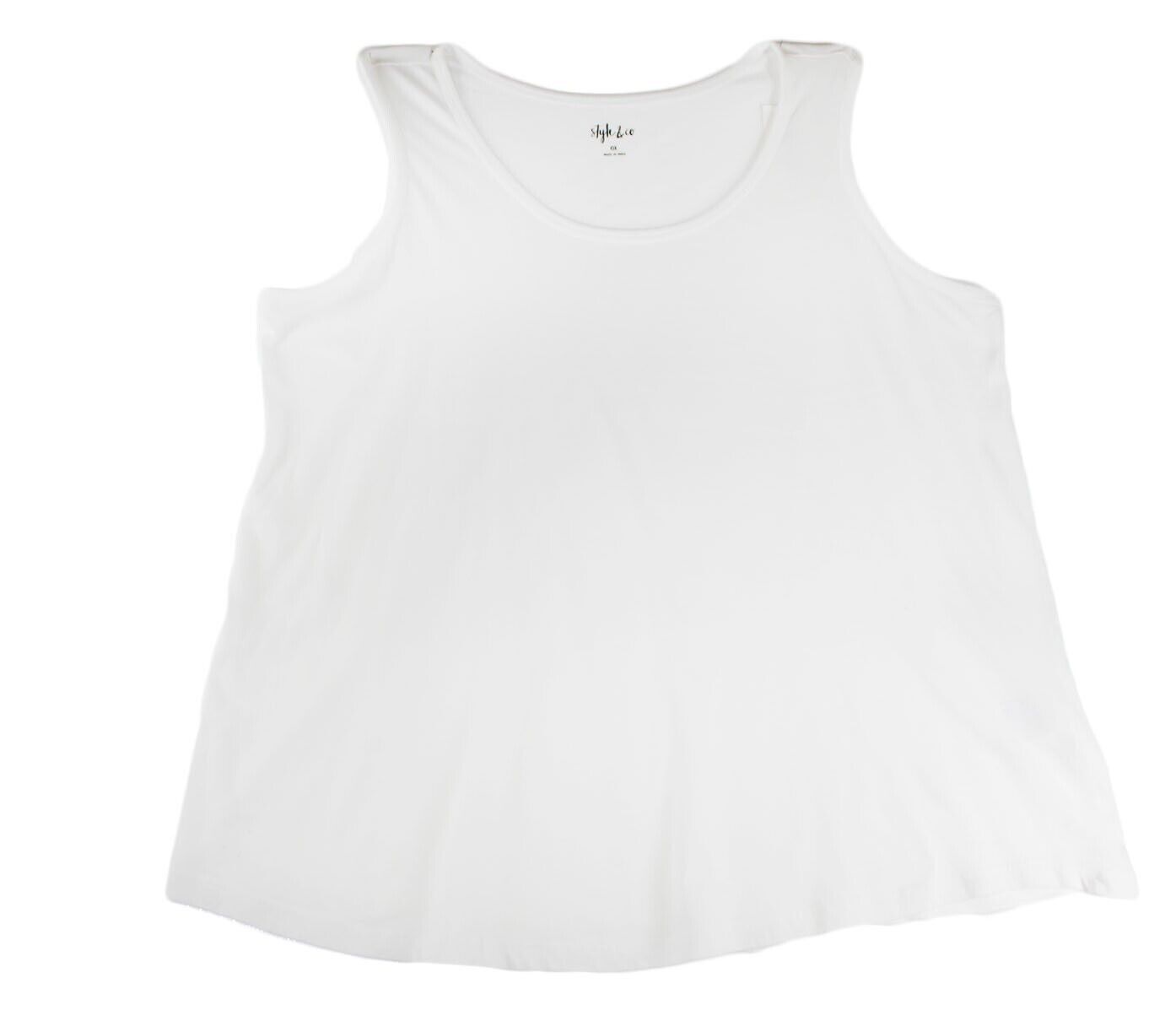 Women Top Style & Co Women White Plus Size Cotton Sleeveless Tunic Size One Size