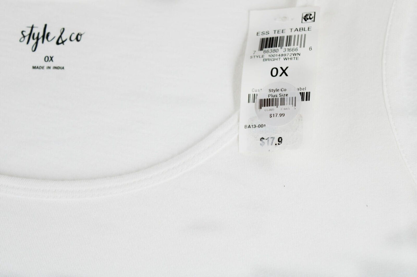Women Top Style & Co Women White Plus Size Cotton Sleeveless Tunic Size One Size