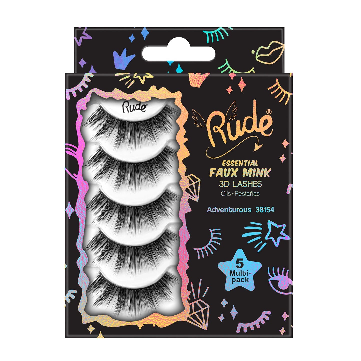 False Eyelashes Rude Essential Faux Mink 3D Lashes 5 Multi-Pack Adventurous