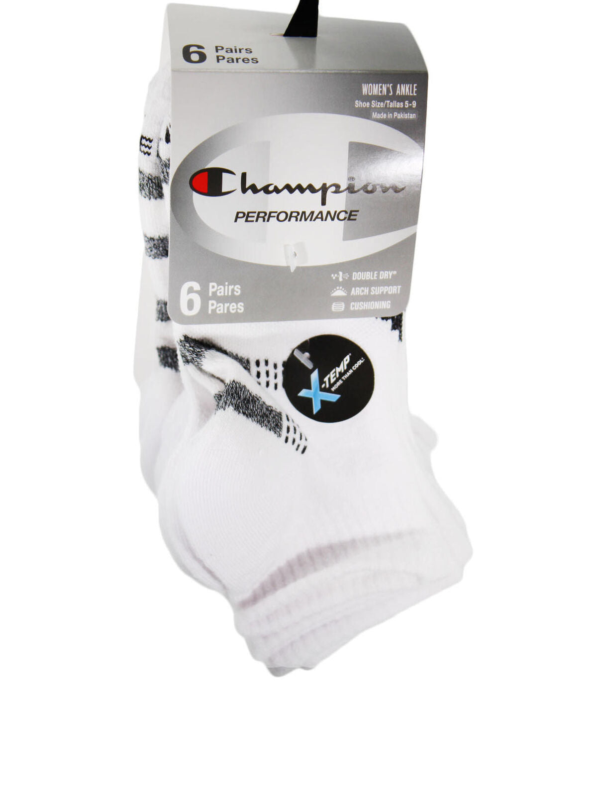 Women Socks Double Dry 6-Pair Pack Performance Ankle Socks Shoe Size 5-9