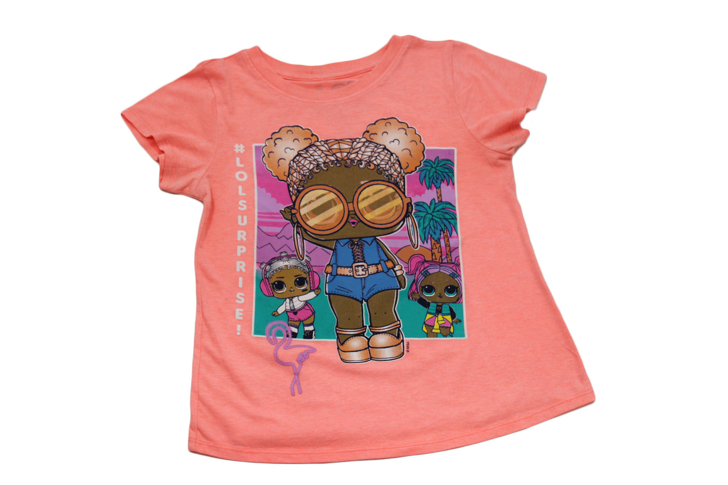 Big Girls T-Shirt LOL Surprise Big Giirls Crew Neck Size L 10/12 Coral-Preowned
