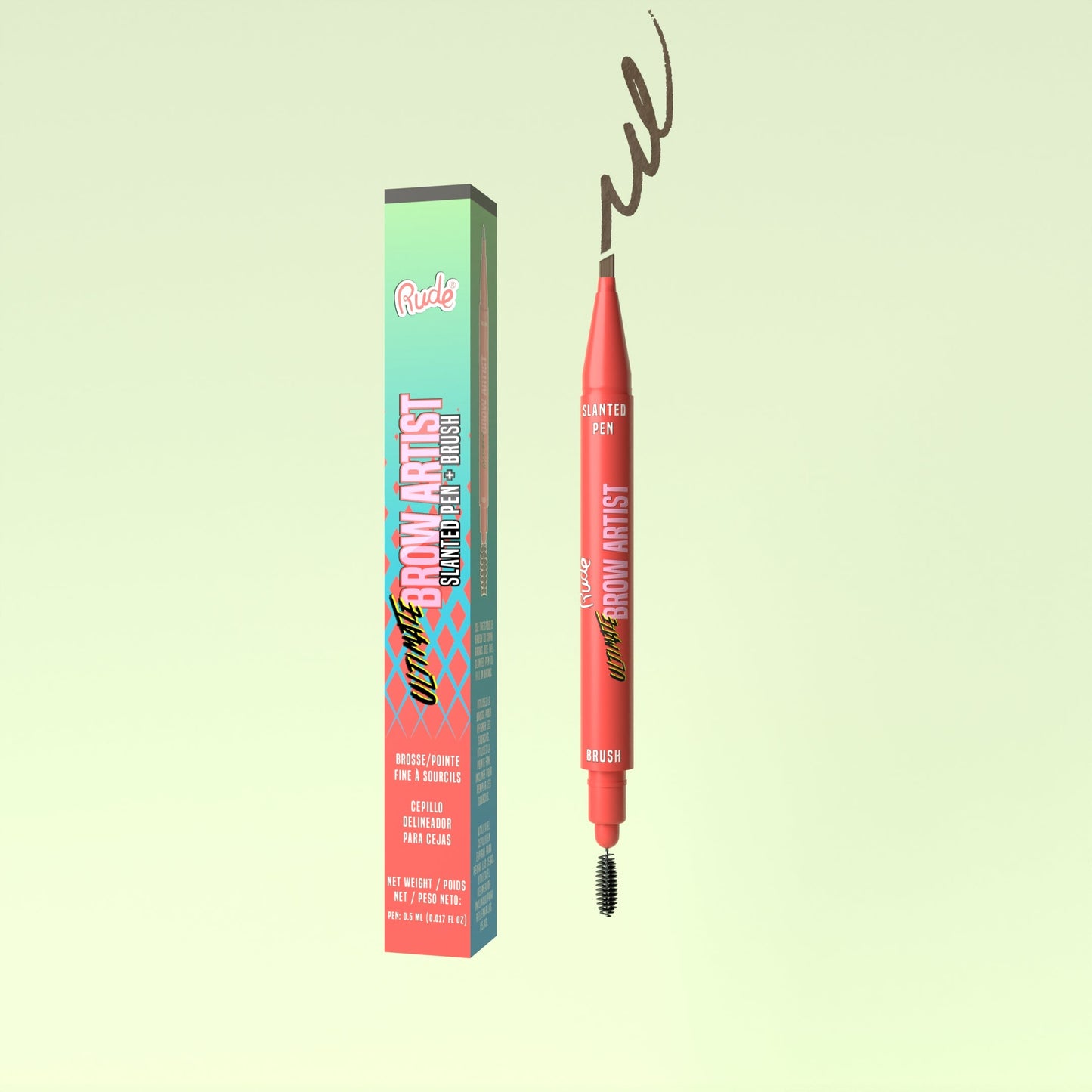 RUDE Ultimate Brow Artist - Slanted Pen and Brush Taupe