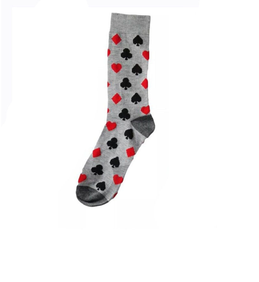 Men Socks West Loop Men's Gray Poker Deck of Cards Dress Socks 6-12 Shoe Size