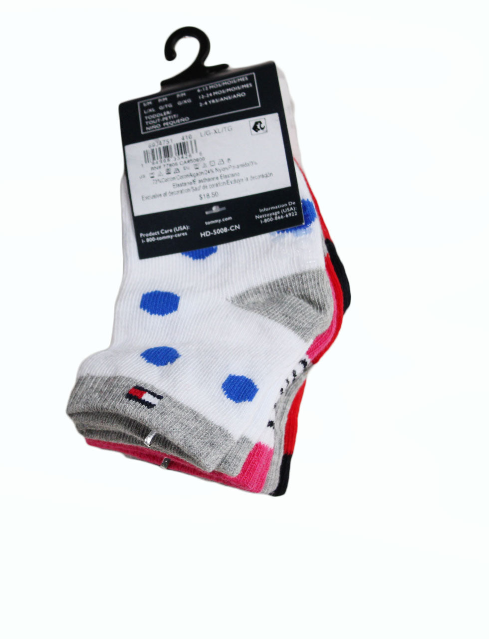 Infant Socks Tommy Hilfiger 4 Pairs Infant Socks Size 12-24 Months Multicolor