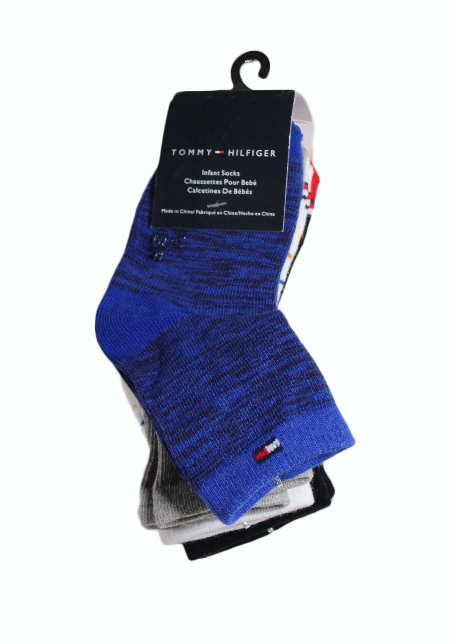 Infant Socks Tommy Hilfiger 4 Pairs Infant Crew Socks Size 12-24 Months Multi