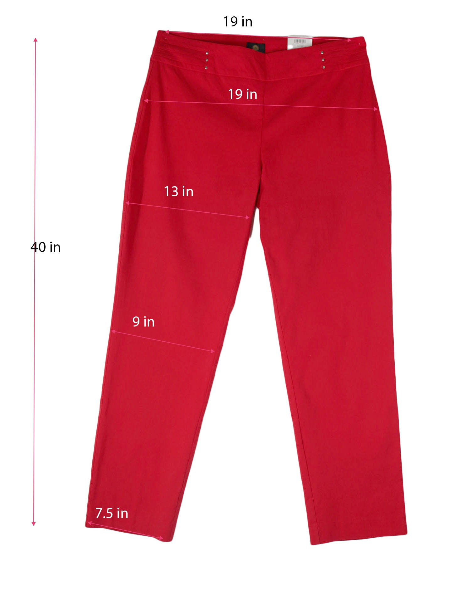 Women Pants JM Collection Rivet Plus Size Tummy Control Slim Leg Size 14W Red