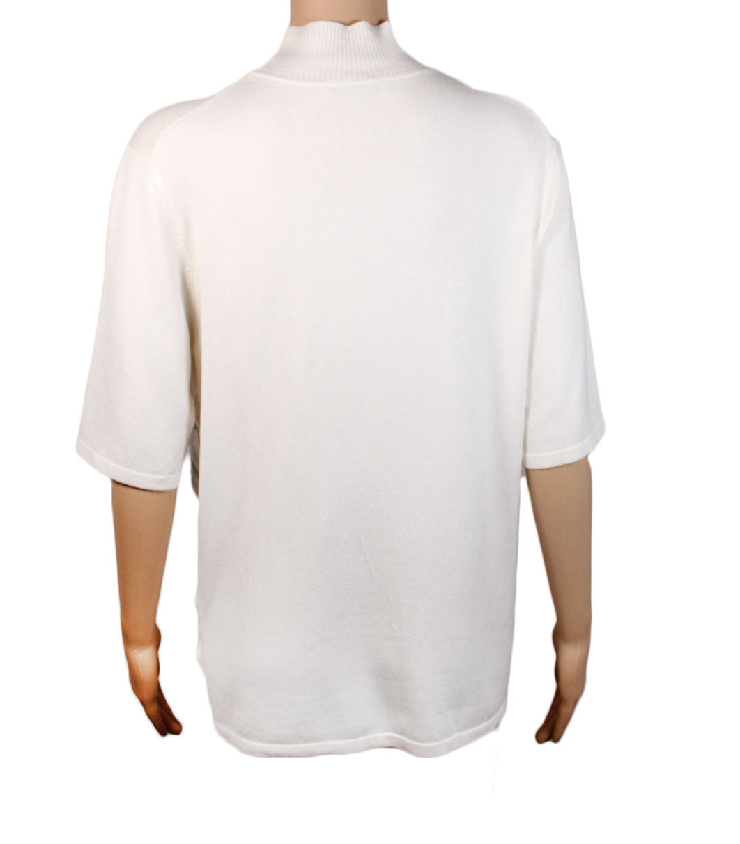 Women Top EP Modern by Evan-Picone Womens Elbow Sleeve Mock Neck Top SZ L Beige