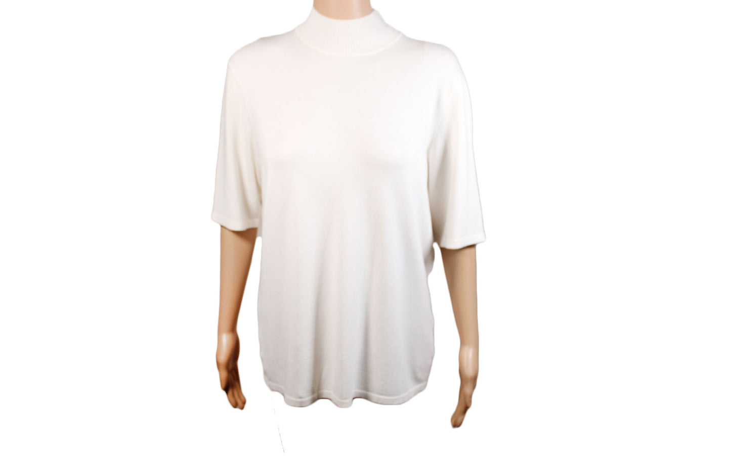 Women Top EP Modern by Evan-Picone Womens Elbow Sleeve Mock Neck Top SZ L Beige