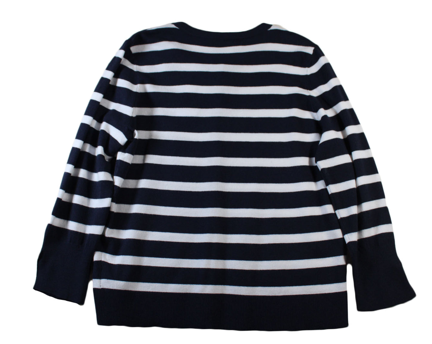 Women Cardigan Liz Claiborne Womens Crew Neck Long Sleeve Button Striped Sz M