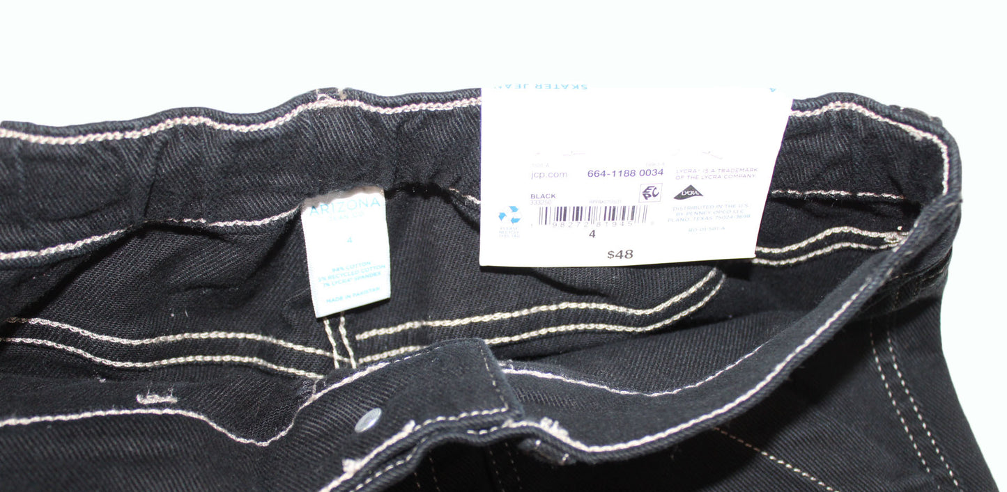 Teen Jeans Arizona Jean Womens Highest Rise Straight Leg Jean Size 4 Black