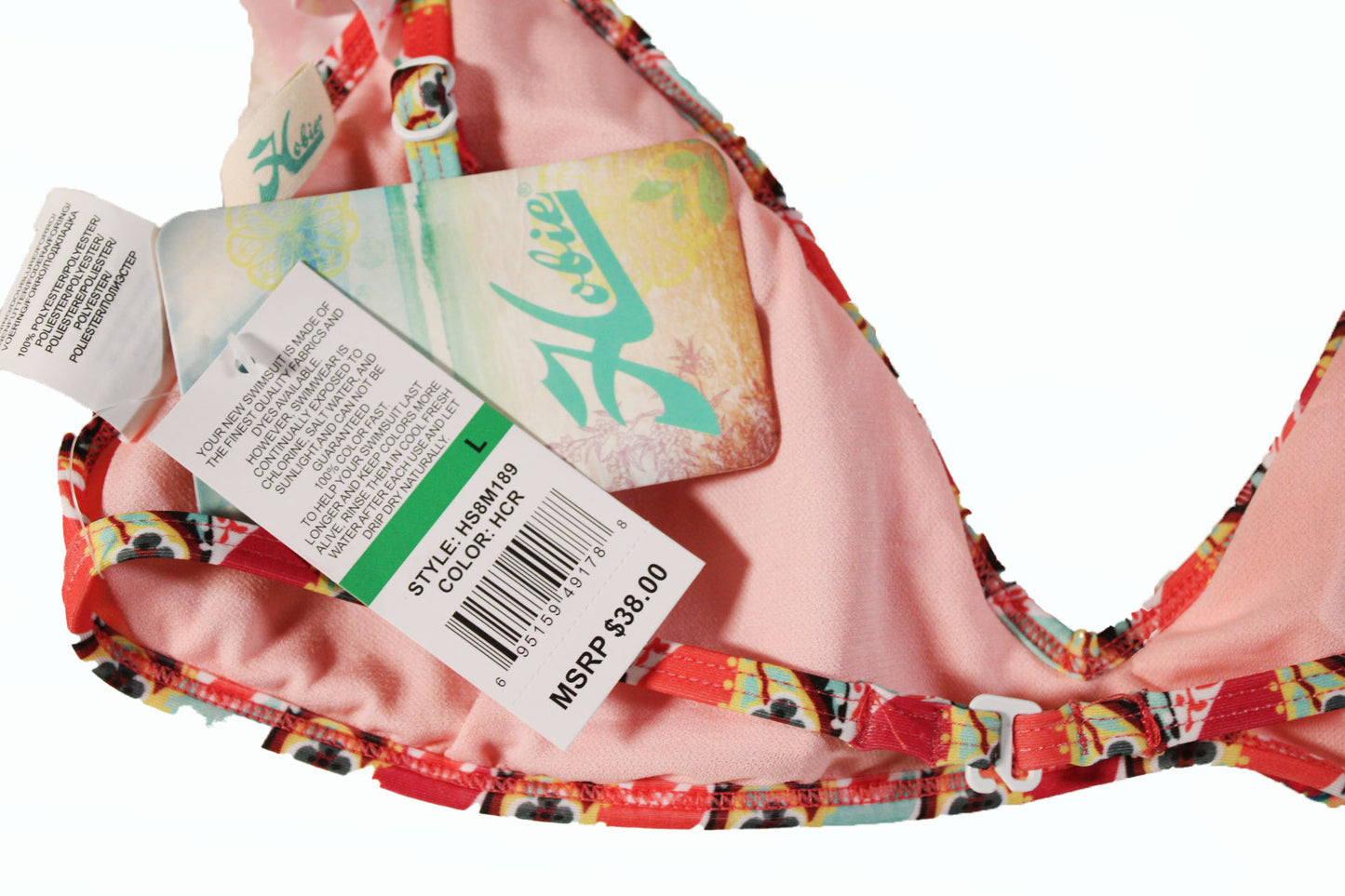 Bikini Top Hobie Floral Multicolor Bikini Swimsuit Top Size Large