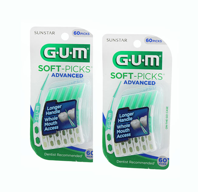 Dental Floss GUM Soft-Picks Wider Advanced - 60 Count 2 Pack