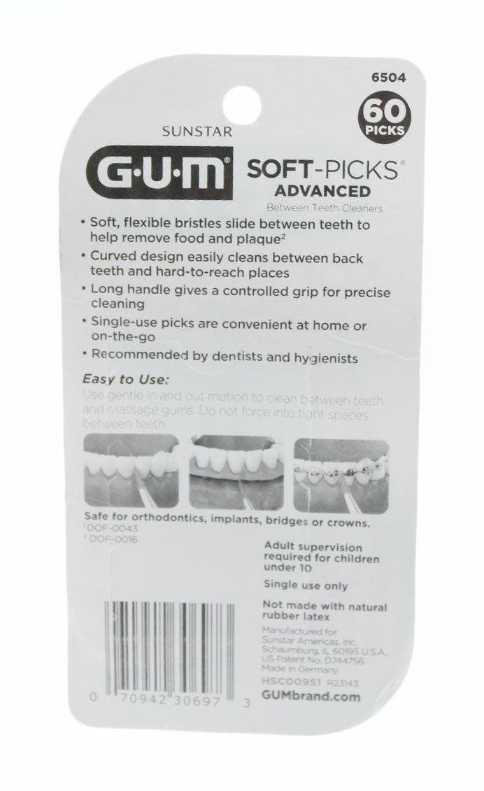 Dental Floss GUM Soft-Picks Wider Advanced - 60 Count 2 Pack