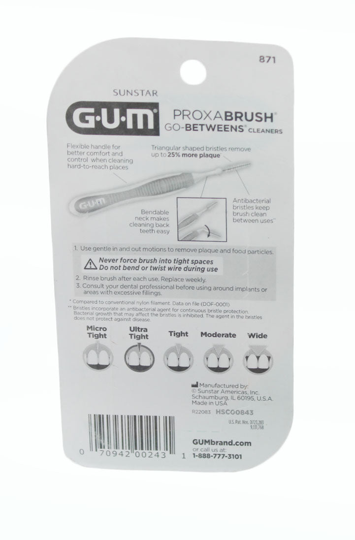 GUM Proxabrush Go Between Cleaners For Ultra Tight Teeth 10 Count 2 Pack