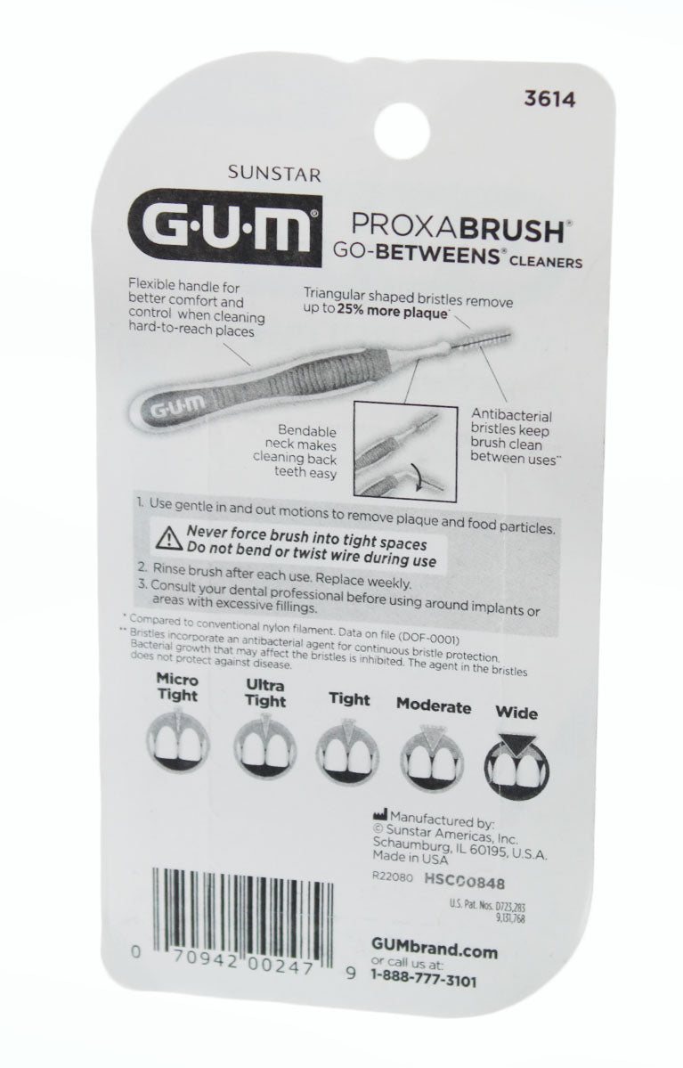 Dental Floss GUM Proxabrush Go Betweens Cleaners For Wide Teeth 10 Count 2 Pack