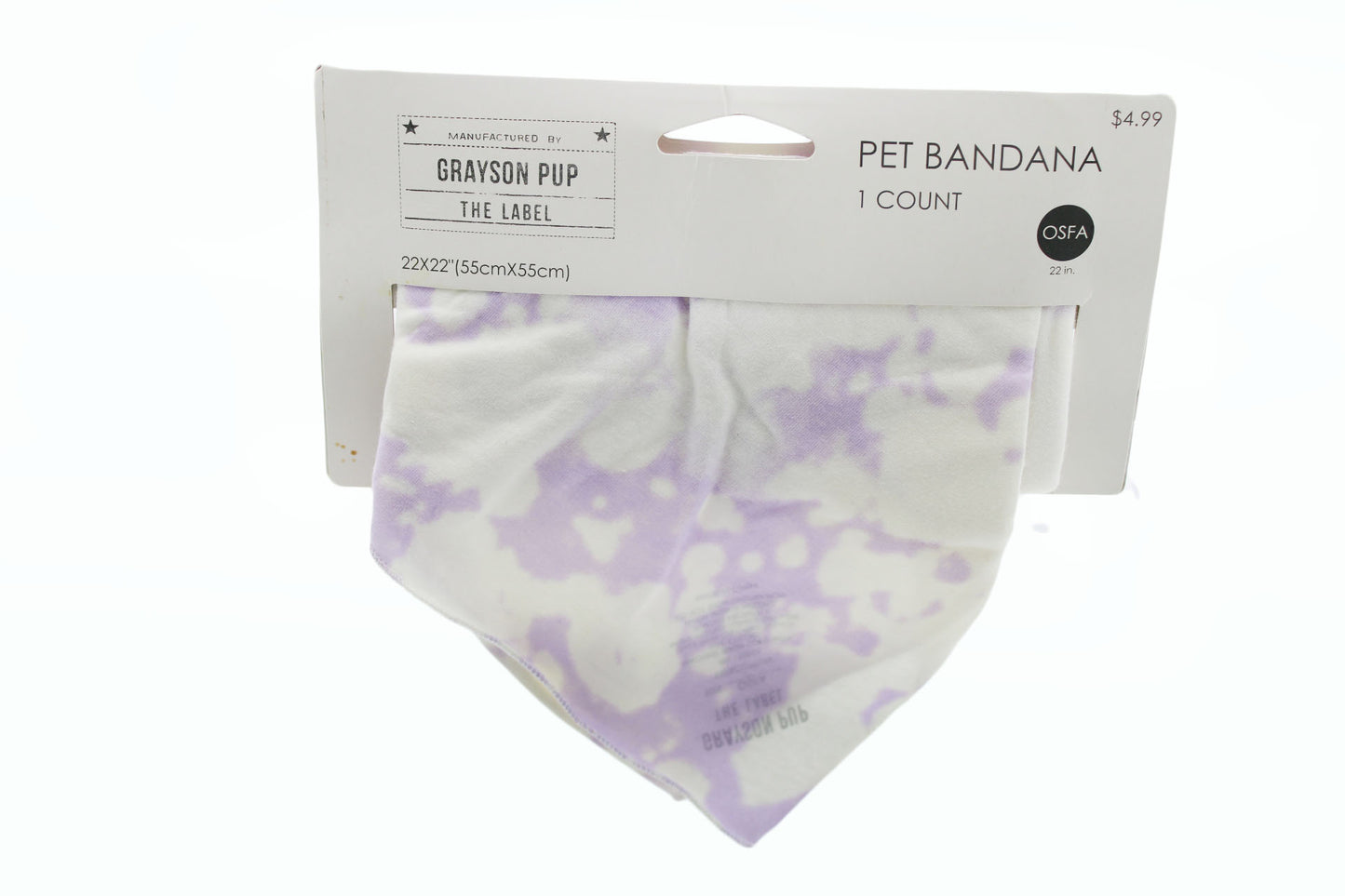 Grayson Pup Tie Dye Dog Bandana Purple One Size FIts Most 2 Pack