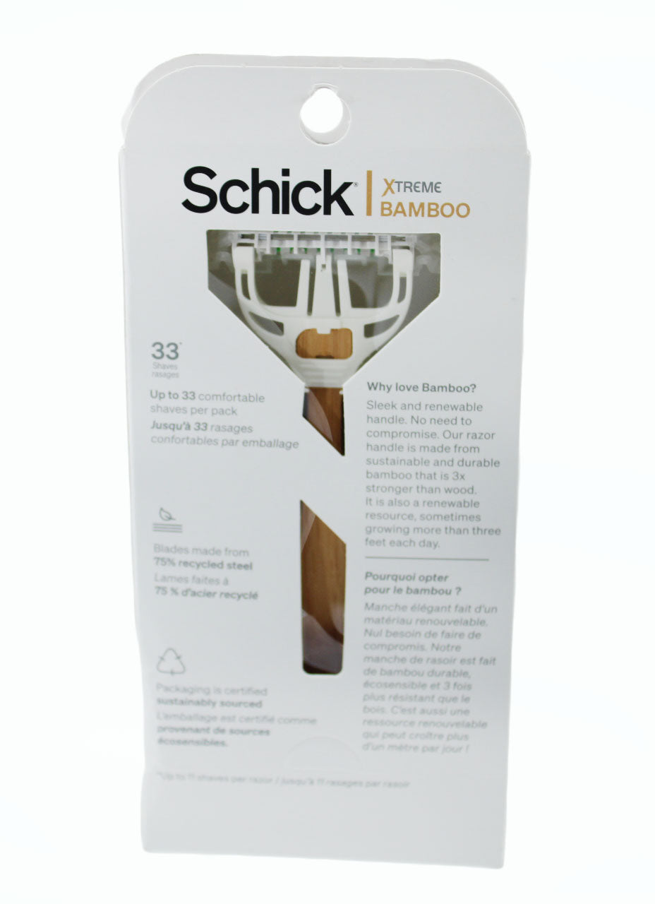Men Razor Schick Xtreme 3-Blade Bamboo Disposable Razor All Skin Types 3 Ct/2 PK