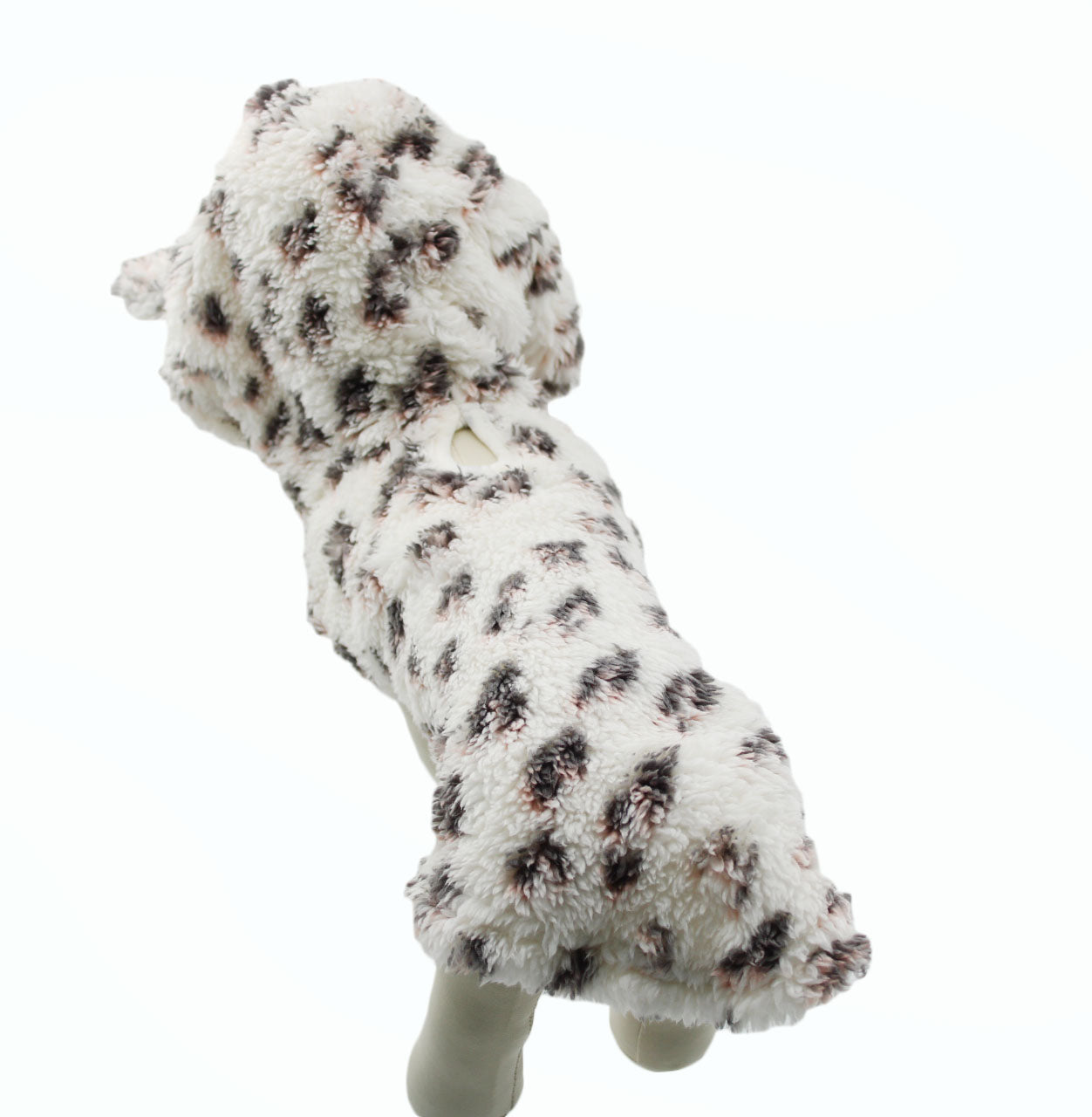 Dog Hoodies Grayson Pup Leopard Short Sleeve Sherpa Dog Hoodie Light Beige L