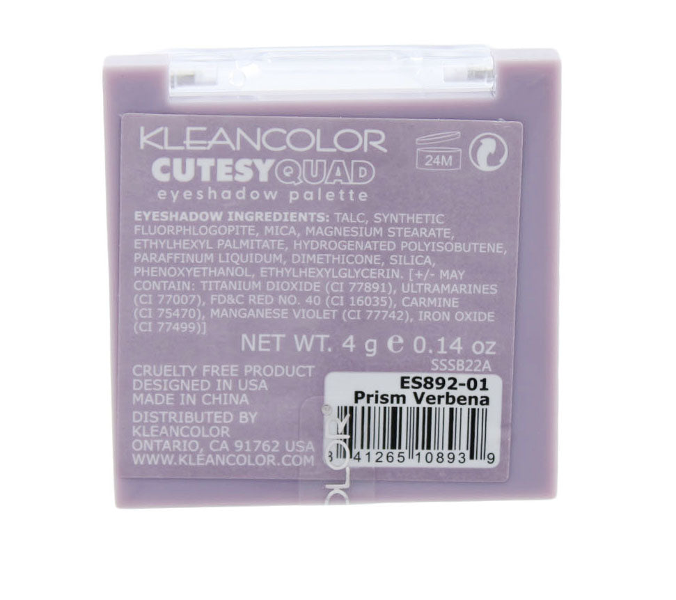 KleanColor Cutesy Quad Eye Shadow Palette In 4 Colors Prism Verbana 2 Pack