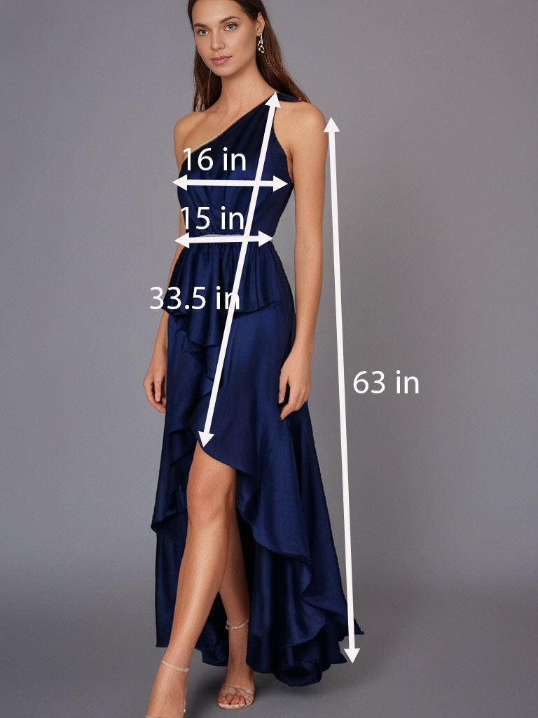 Women Dress Premier Amour One Shoulder Sleeveless Evening Gown Size 12 Navy