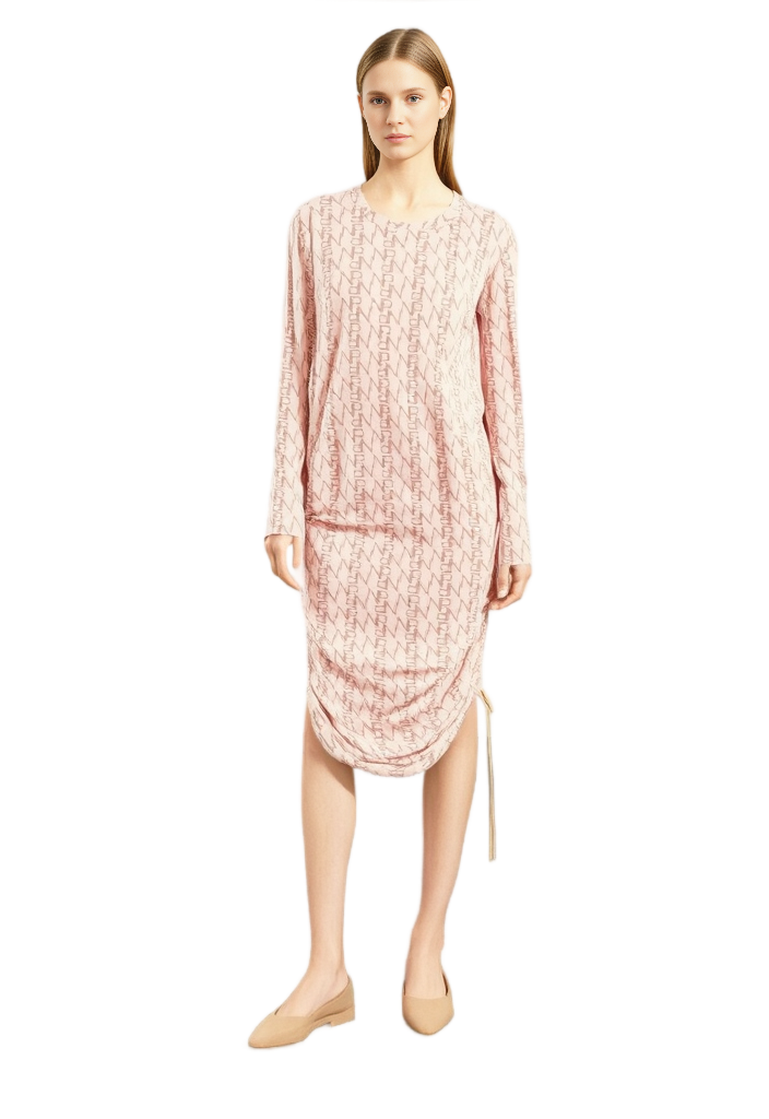 Nina Parker Trendy Plus Size Printed Side-Ruched Dress Size 1X Tan