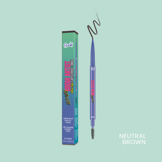 RUDE Ultimate Brow Artist Ultra Fine Slanted Pencil & Brush Neutral Brown