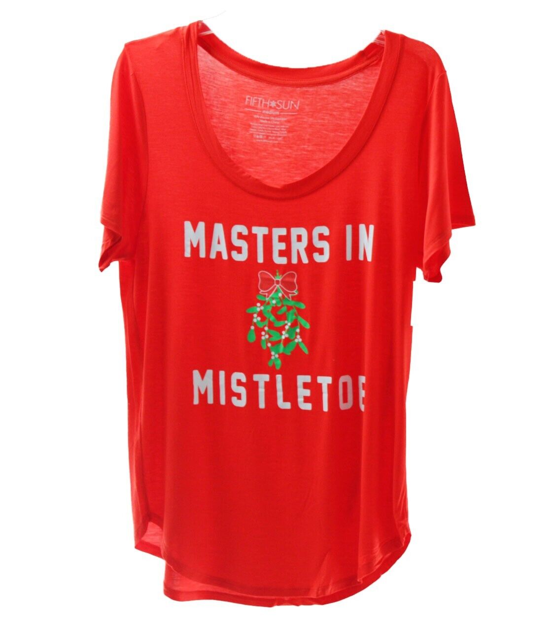 Women's T-Shirt Fifth Sun Women's Christmas Design Short Sleeve Red T-Shirt M