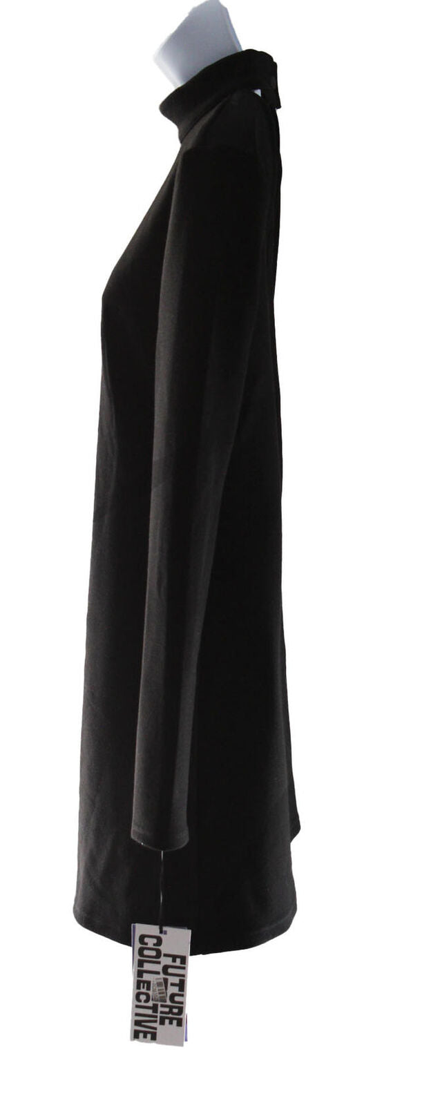 Future Collection Women's Long Sleeve Mock Neck Open Back A-Line Mini Dress
