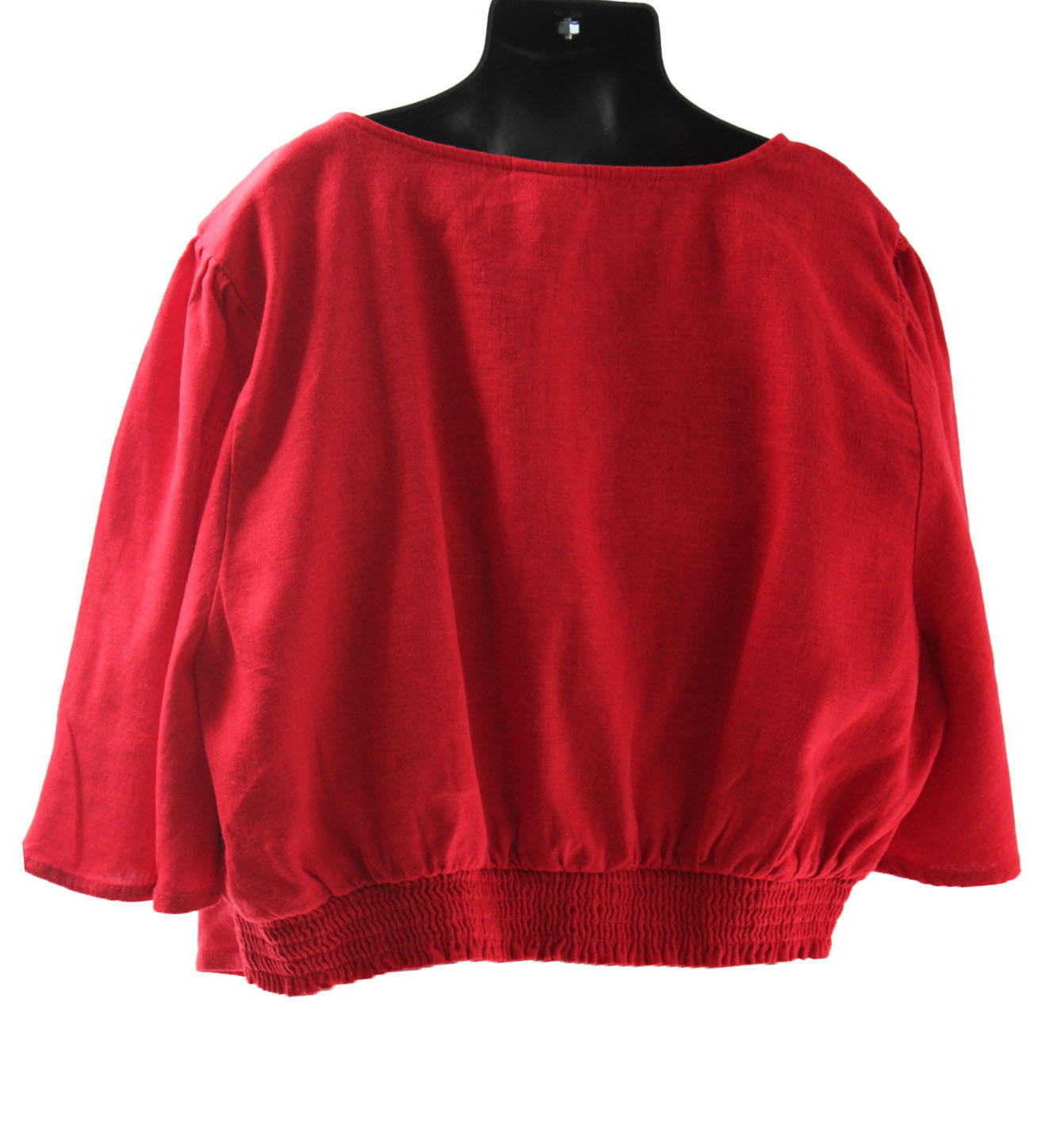 Teen Shirt A New Day Teen Girls Flutter Short Sleeve Tie-Front Shirt Size M Red