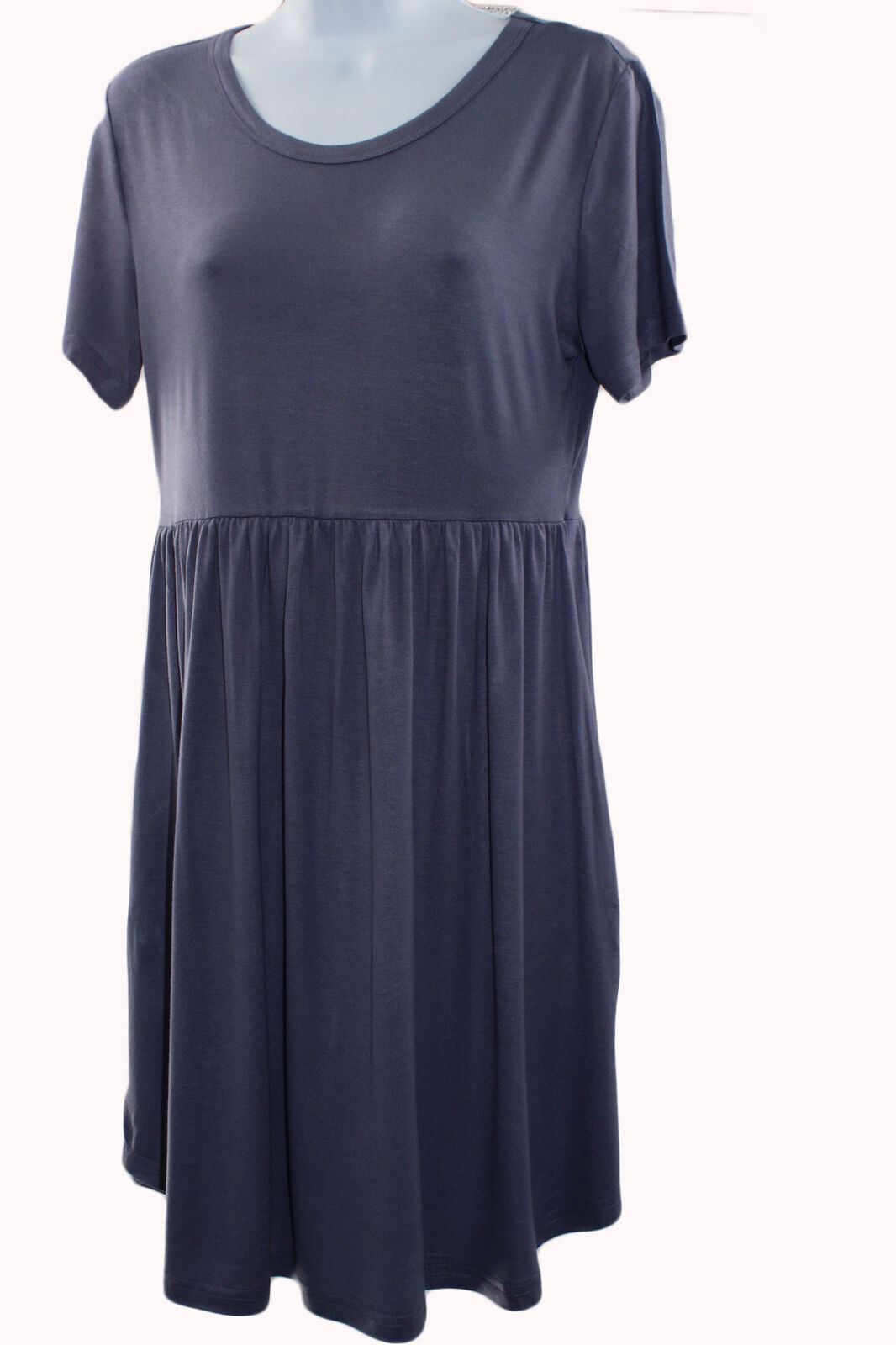 Women Dress Longyuan Women Short Sleeve Dress Size M Blue