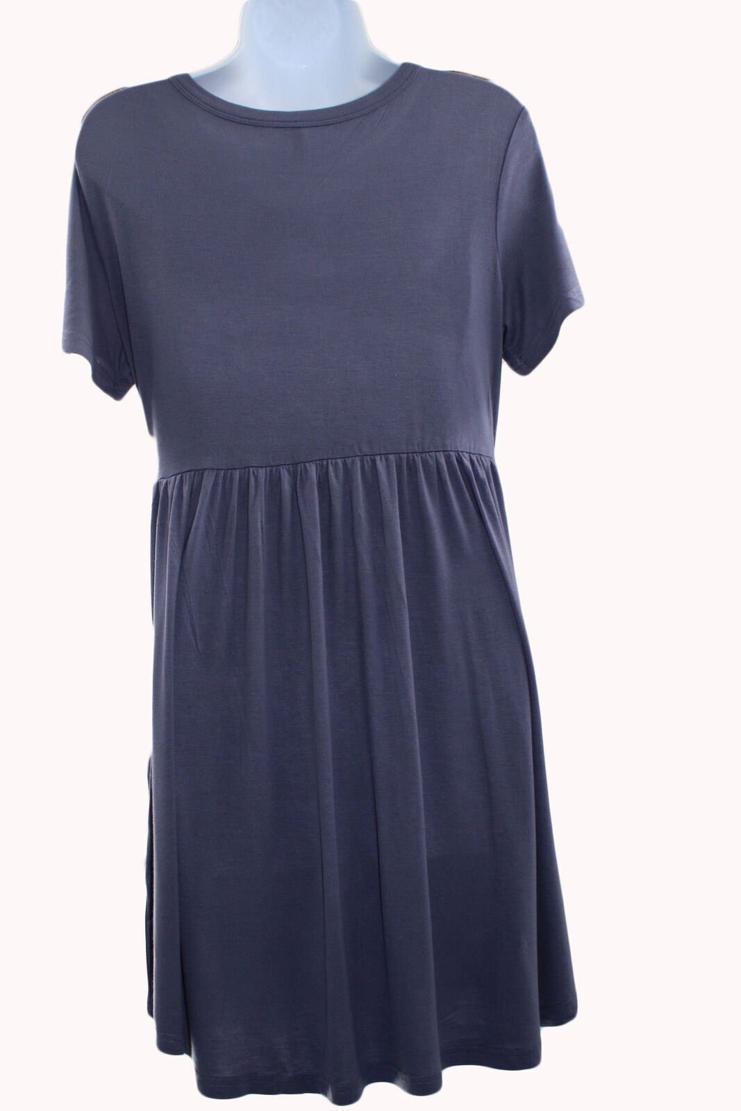 Women Dress Longyuan Women Short Sleeve Dress Size M Blue