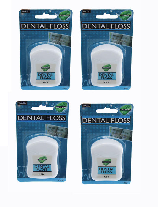 Fresh Mint Waxed Dental Floss 120 Feet 4 pack