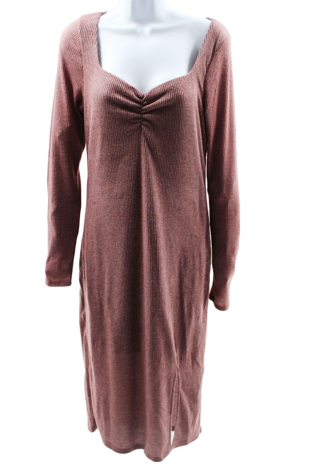 Women Dress INC Women Sweetheart Neckline Midi Sweaterdress Size Medium Brown