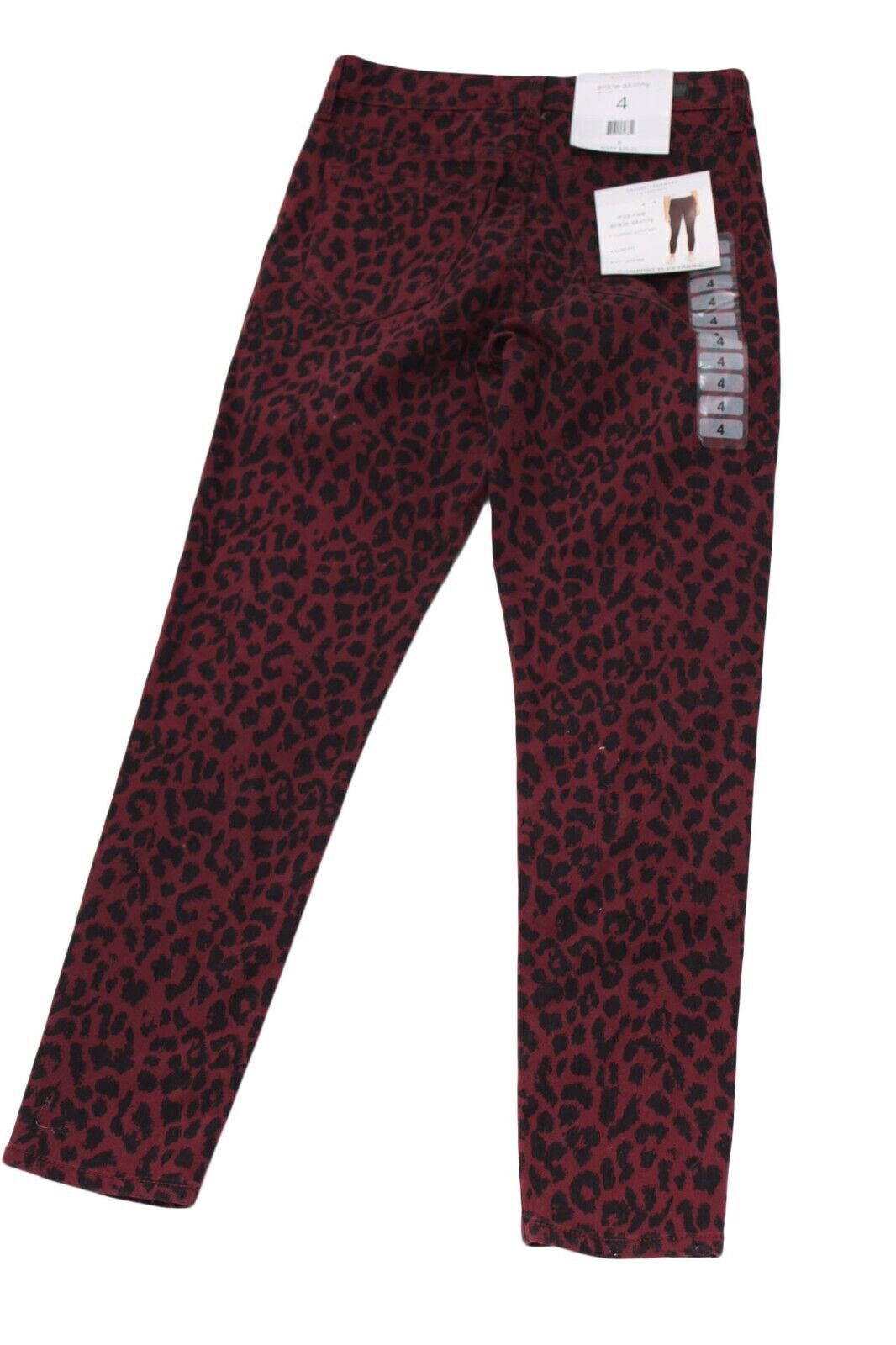 Women Jeans Social Standard Ladies Mid-Rise Stretch Ankle Skinny Jeans Size 4 Purple Cheetah