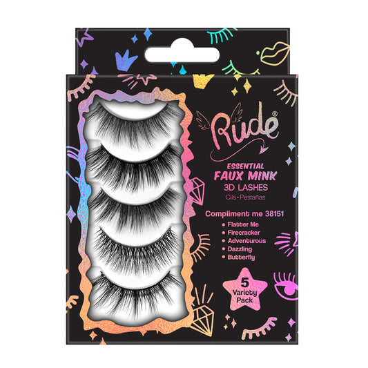 Rude Essential Faux Mink 3D Lashes 5 Multi-Pack Compliment Me