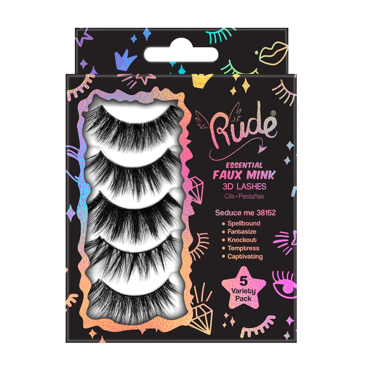 False Eyelashes Rude Essential Faux Mink 3D Lashes 5 Multi-Pack Seduce Me